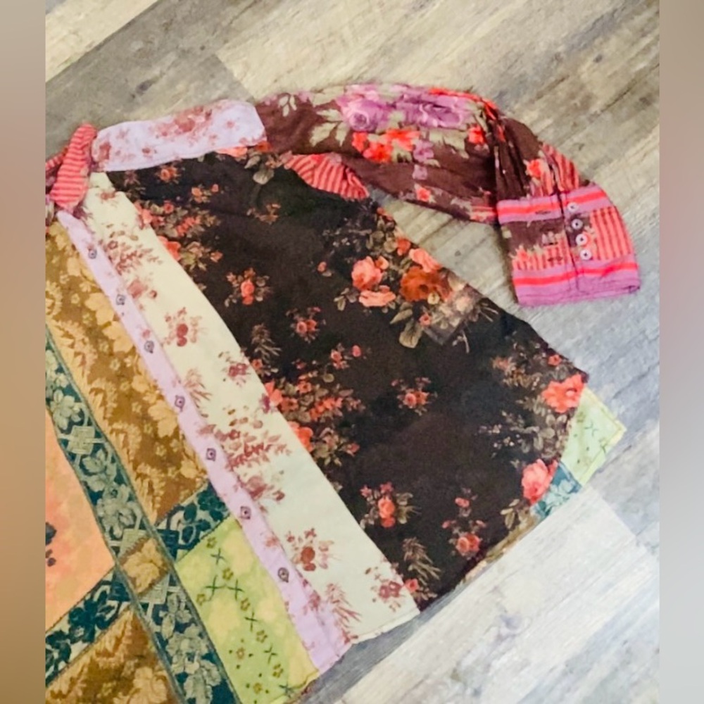 Free People Multicolor Patchwork Casual Shirt - image 5